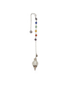 Pendule Cristal de roche Boule avec pointe acier 7 Chakras