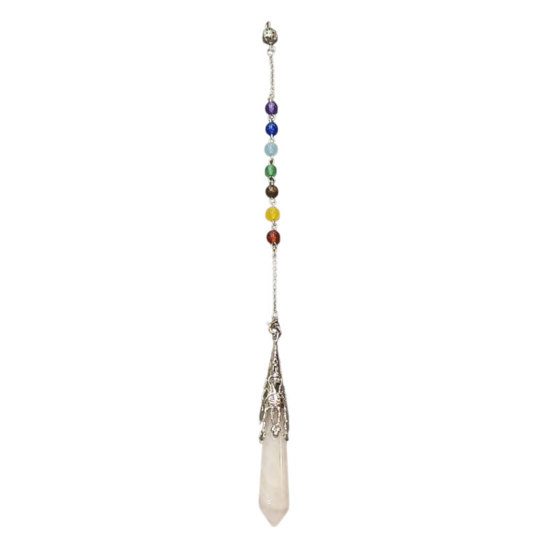 Pendule Quartz Rose 7 Chakras