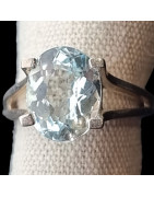 Bague Topaze bleue argent 925 Taille 52