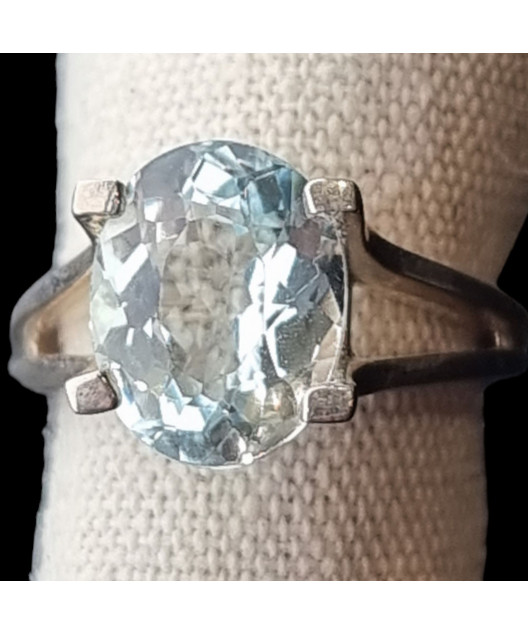 Bague Topaze bleue argent 925 Taille 52