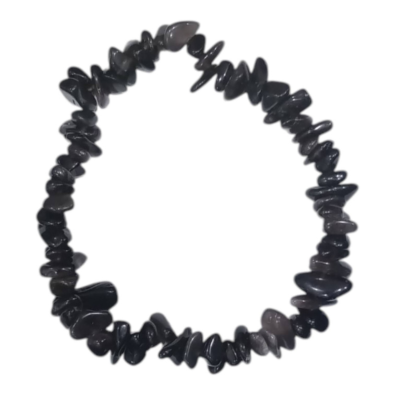 Bracelet Obsidienne Argentée Baroque