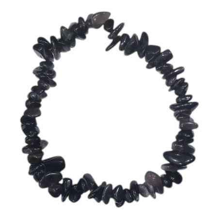 Bracelet Obsidienne Argentée Baroque