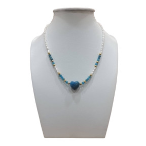 Collier Perles Eau Douce Apatite Insert Plaqué or