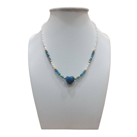 Collier Perles Eau Douce Apatite Insert Plaqué or