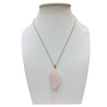 Pendentif Quartz Rose avec Chaîne Acier Plaqué Or