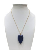 Pendentif Lapis-Lazuli avec Chaîne Acier Plaqué Or