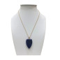 Pendentif Lapis-Lazuli avec Chaîne Acier Plaqué Or
