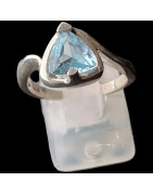 Bague Topaze bleue argent 925 Taille 57