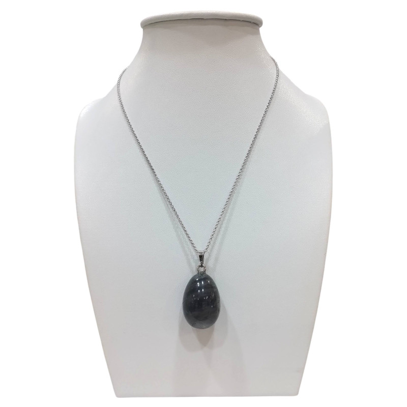 Pendentif Labradorite avec Chaîne Acier Plaqué Argent