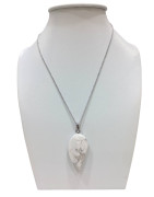 Pendentif Howlite avec Chaîne Acier Plaqué Argent