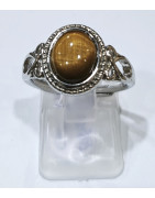 Bague Œil de Tigre Acier Inox Taille Réglable