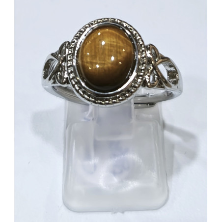 Bague Œil de Tigre Acier Inox Taille Réglable