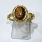 Bague Œil de Tigre Acier Inox Plaqué Or Taille Réglable