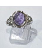 Bague Améthyste Acier Inox Taille Réglable