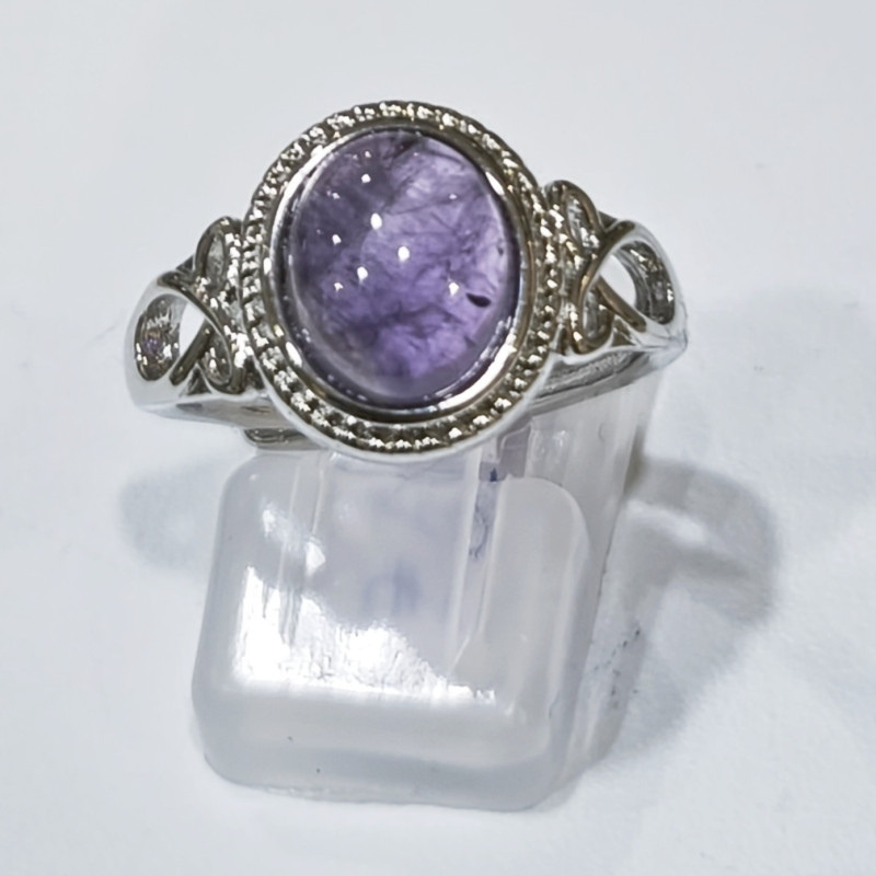 Bague Améthyste Acier Inox Taille Réglable