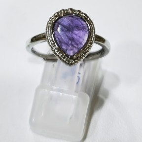 Bague Améthyste Acier Inox Taille Réglable