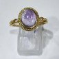 Bague Améthyste Acier Inox Plaqué Or Taille Réglable