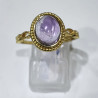 Bague Améthyste Acier Inox Plaqué Or Taille Réglable