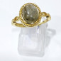 Bague Labradorite Acier Inox Plaqué Or Taille Réglable