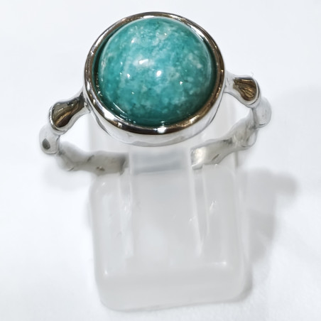 Bague Amazonite Acier Inox Taille Réglable