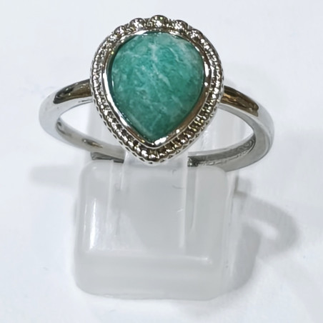 Bague Amazonite Acier Inox Taille Réglable