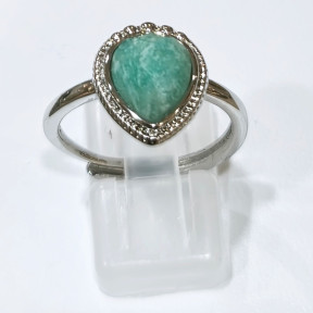 Bague Amazonite Acier Inox Taille Réglable