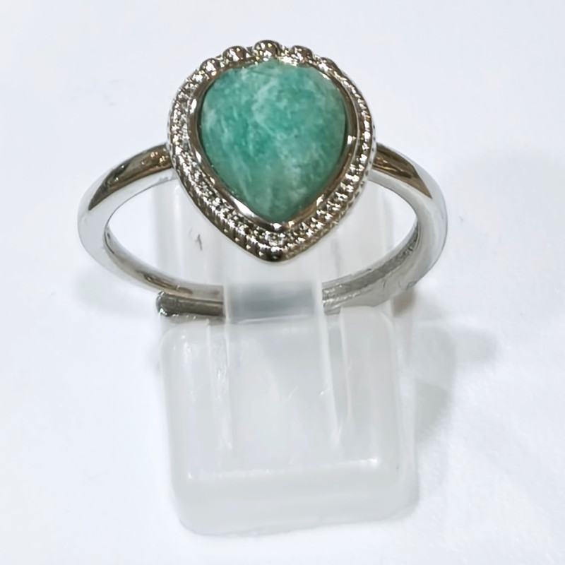 Bague Amazonite Acier Inox Taille Réglable