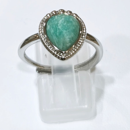 Bague Amazonite Acier Inox Taille Réglable