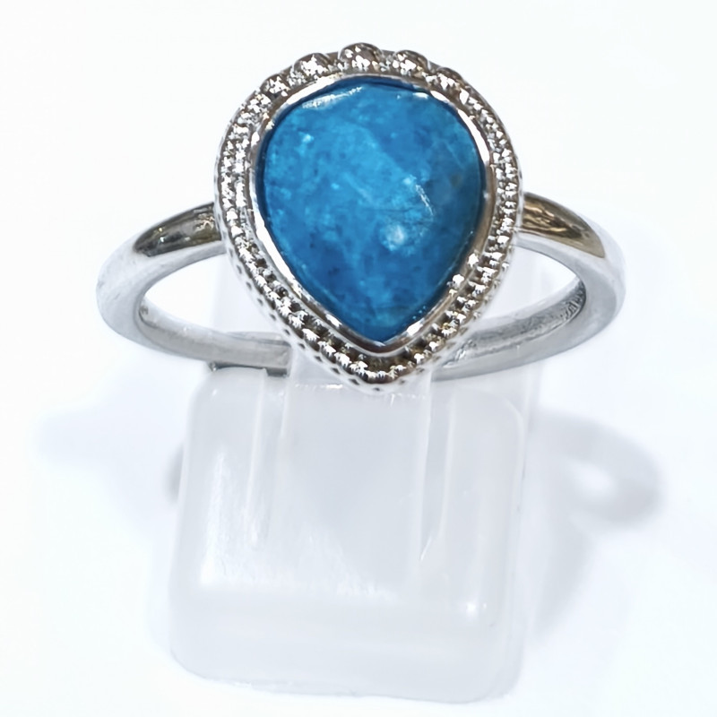 Bague Apatite Acier Inox Taille Réglable