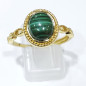Bague Malachite Acier Inox Plaqué Or Taille Réglable