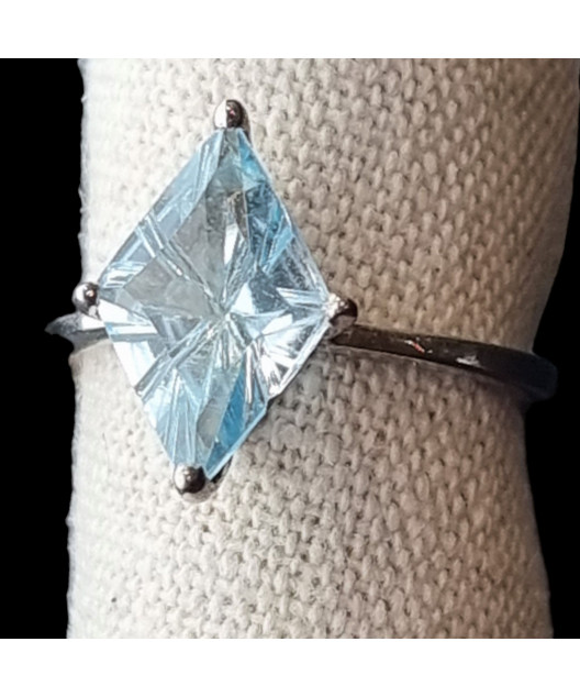 Bague Topaze bleue argent 925 Taille 52