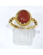 Bague Grenat Acier Inox Taille Réglable
