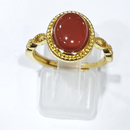 Bague Grenat Acier Inox Taille Réglable