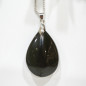 Pendentif Obsidienne Œil Céleste Goutte avec Chaîne Acier Inox 42 cm + 5 cm