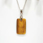 Pendentif Œil de Tigre Rectangle avec Chaîne Acier Inox 44 + 5 cm