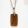Pendentif Œil de Tigre Rectangle avec Chaîne Acier Inox 44 + 5 cm