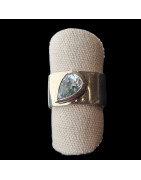 Bague Topaze bleue argent 925 Taille réglable