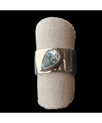 Bague Topaze bleue argent 925 Taille réglable