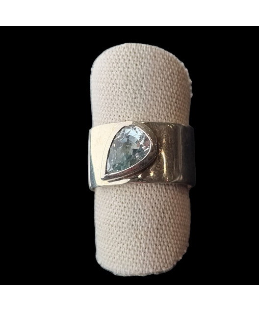 Bague Topaze bleue argent 925 Taille réglable