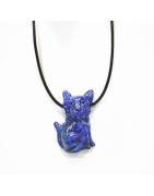 Pendentif Lapis-Lazuli Chat sur Cordon Réglable