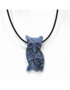 Pendentif Sodalite Chat sur Cordon Réglable