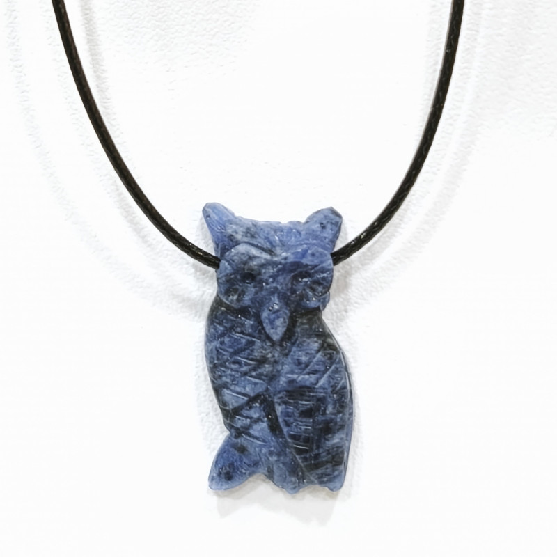 Pendentif Sodalite Chat sur Cordon Réglable