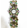Montre Email et Swarovski Bracelet Elastique (Poignet 20/22 cm)