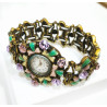 Montre Email et Swarovski Bracelet Elastique (Poignet 20/22 cm)