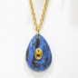 Pendentif Lapis-Lazuli et Béryl Jaune Goutte avec Chaîne Acier Inox Plaqué Or 44 cm + 6 cm