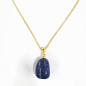 Pendentif Lapis-Lazuli avec Chaîne Acier Inox Plaqué Or 44 cm + 6 cm