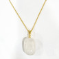 Pendentif Pierre de Lune avec Chaîne Acier Inox Plaqué Or 44 cm + 6 cm