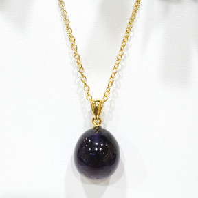 Pendentif Améthyste avec Chaîne Acier Inox Plaqué Or 44 cm + 6 cm