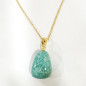 Pendentif Amazonite avec Chaîne Acier Inox Plaqué Or 44 cm + 6 cm