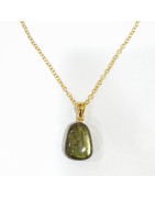 Pendentif Labradorite avec Chaîne Acier Inox Plaqué Or 44 cm + 6 cm